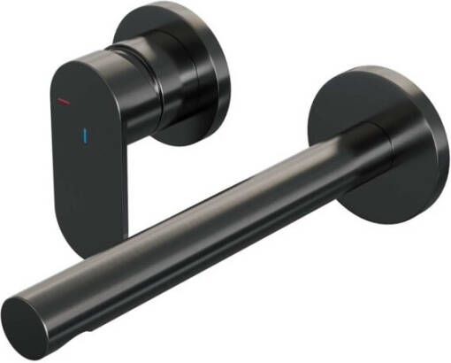 Brauer Gunmetal Edition inbouw wastafelmengkraan met rechte uitloop rechts en rozetten model C2 Gunmetal geborsteld PVD 5-GM-083-S3-65 - Foto 3