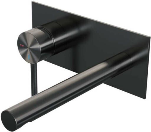 Brauer Gunmetal Edition inbouw wastafelmengkraan met rechte uitloop rechts en afdekplaat model A2 Gunmetal geborsteld PVD 5-GM-083-S2 - Foto 2