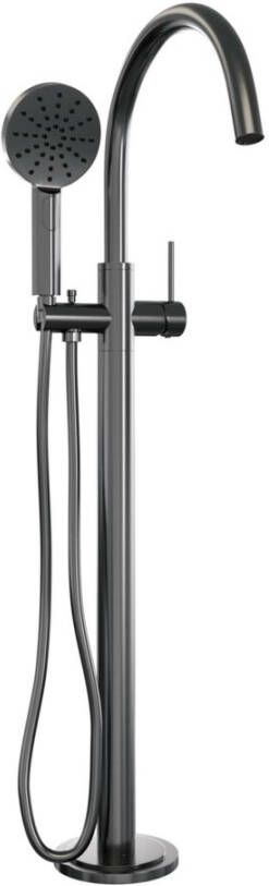 Brauer Badkraan Vrijstaand Gunmetal Edition Set 02 Mengkraan Rond Geborsteld Gunmetal PVD 1 Greeps met Handdouche 3 Standen - Foto 2