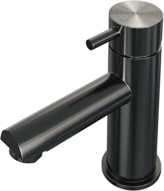 Brauer Wastafelmengkraan Gunmetal Edition Coldstart Opbouw Laag Korte Ronde Hendel Geborsteld Gunmetal PVD - Foto 2