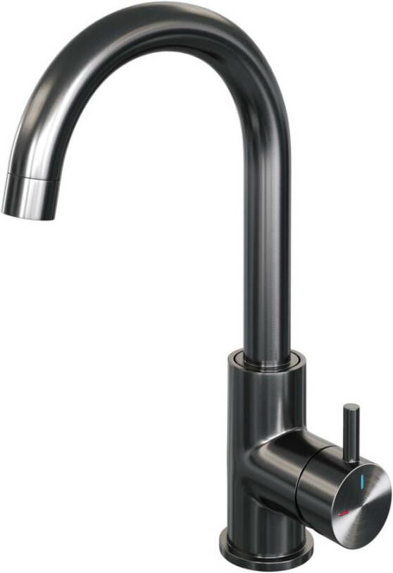 Brauer Gunmetal Edition Wastafelmengkraan opbouw hoog draaibaar ronde uitloop model b PVD geborsteld gunmetal 5-GM-003-R2