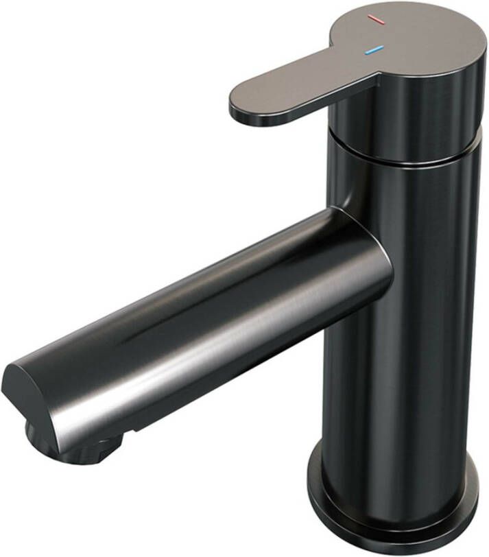 Brauer Wastafelmengkraan Gunmetal Edition Coldstart Opbouw Laag Korte Platte Hendel Geborsteld Gunmetal PVD - Foto 2