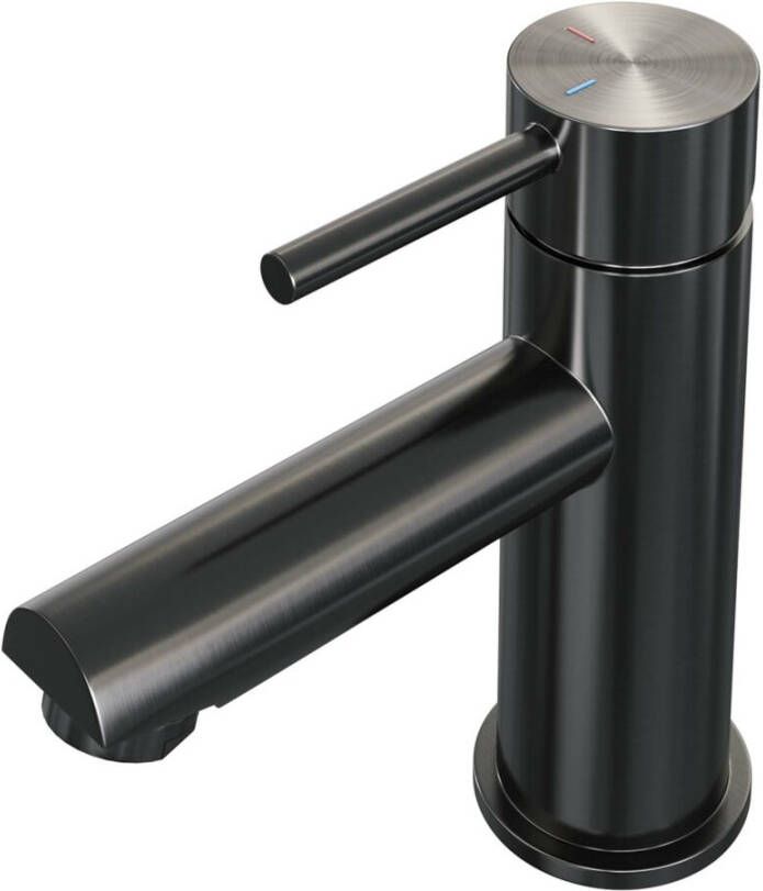 Brauer Wastafelmengkraan Gunmetal Edition Coldstart Opbouw Laag Ronde Hendel Geborsteld Gunmetal PVD - Foto 2
