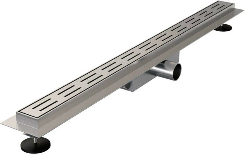 Brauer Douchegoot Small 80x5 cm RVS Vloerflens Inclusief Kunststof Sifon Verstelbare Poten - Foto 3