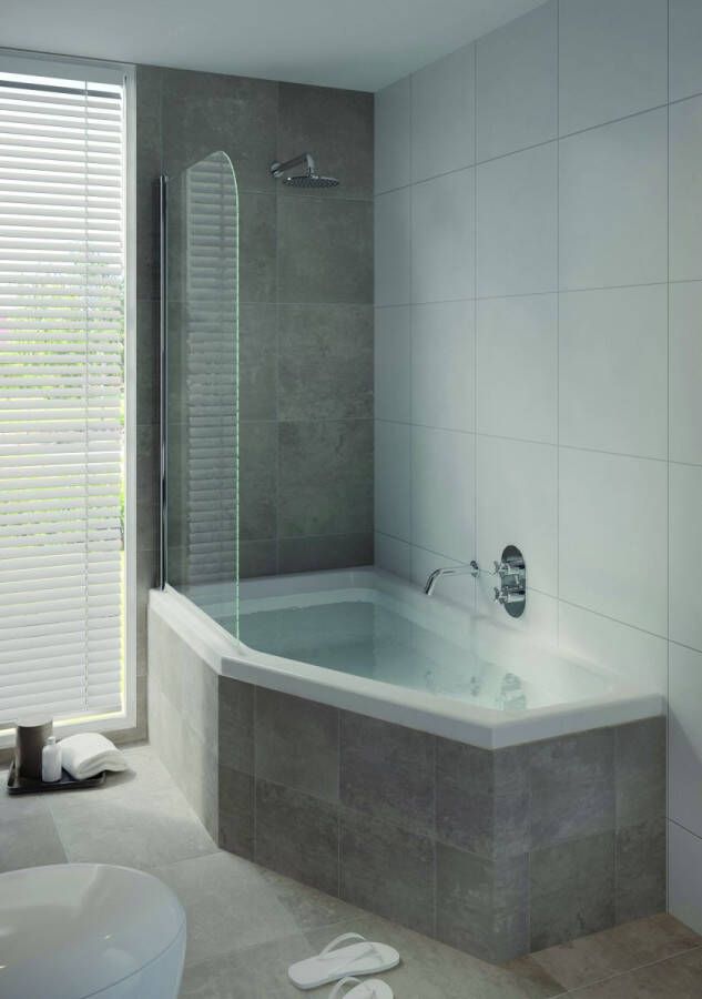 Bruynzeel Cilo badwand 85x145cm links of rechts te monteren zilver glans helder glas