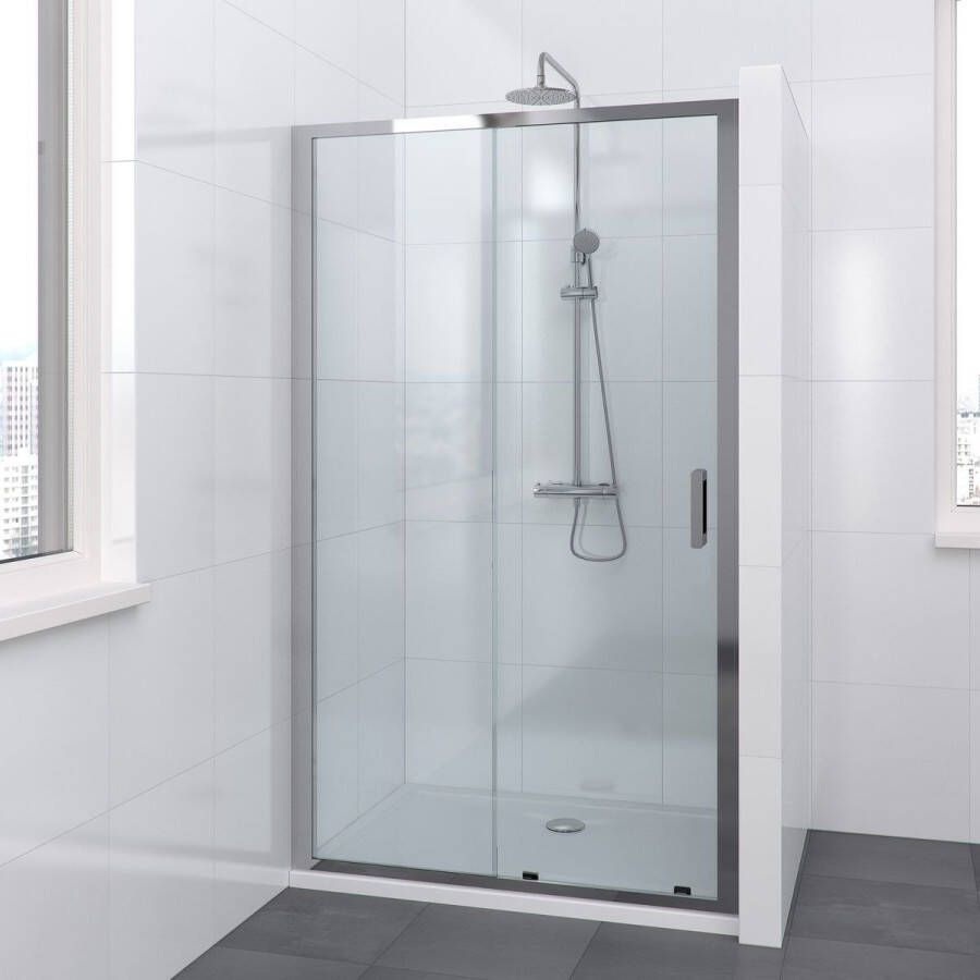 Bruynzeel Lector II schuifdeur 120x200 cm Clean Glass Coating 8mm mat chroom