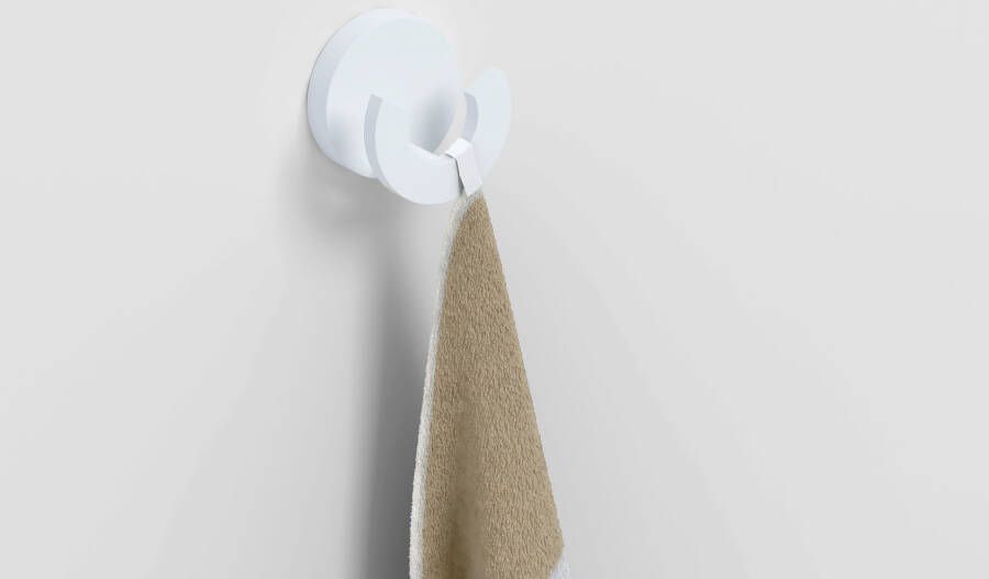 Clou Flat handdoekhaak 4.8x3.6x4.8cm dubbel Wit mat CL 09.02066.20