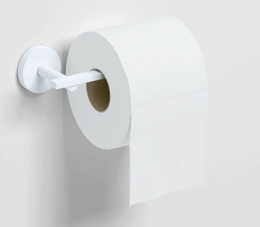 Clou Flat toiletrolhouder L-vorm zonder klep mat wit