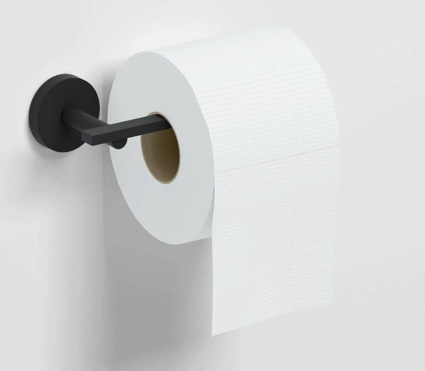 Clou Flat toiletrolhouder L-vorm zonder klep mat zwart
