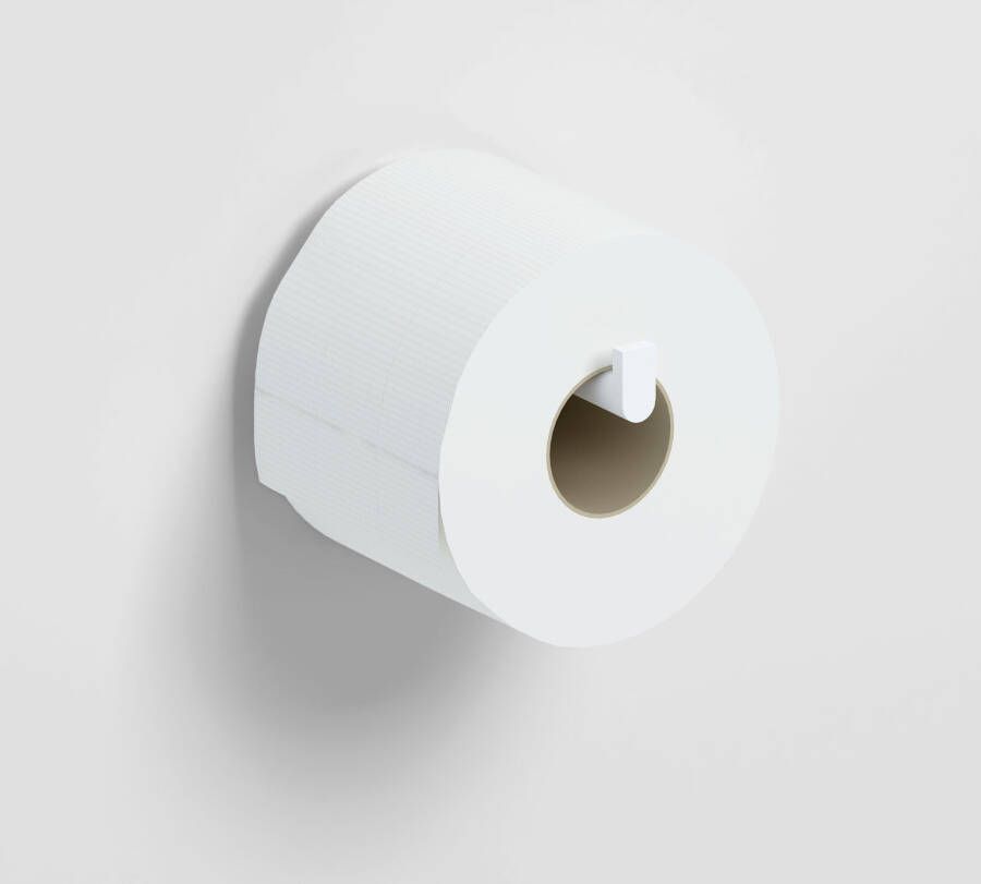 Clou Flat toiletrolhouder recht zonder klep mat wit