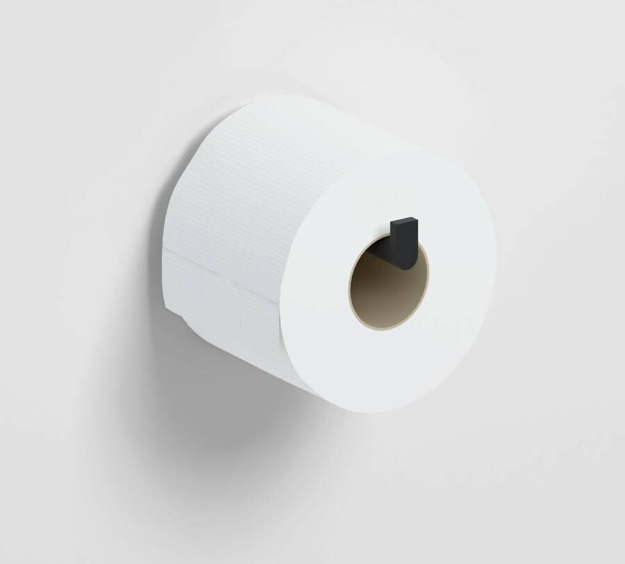 Clou Flat toiletrolhouder recht zonder klep mat zwart