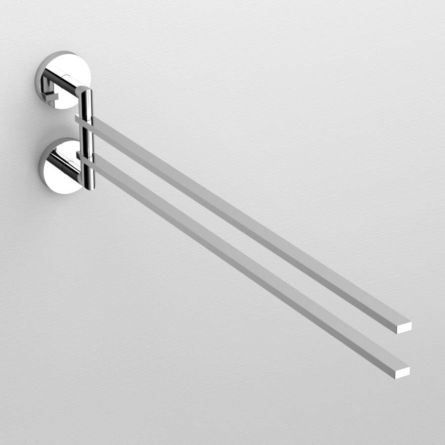 Clou Handdoekhouder Dubbel Flat Draaibaar Verchroomd Messing 48.7cm