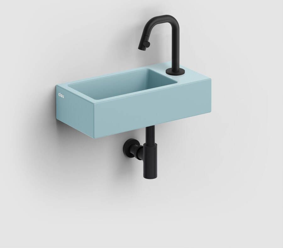 Clou Flush 3 fontein 36x18cm met kraangat rechts mat blauw keramiek CL 03.38030