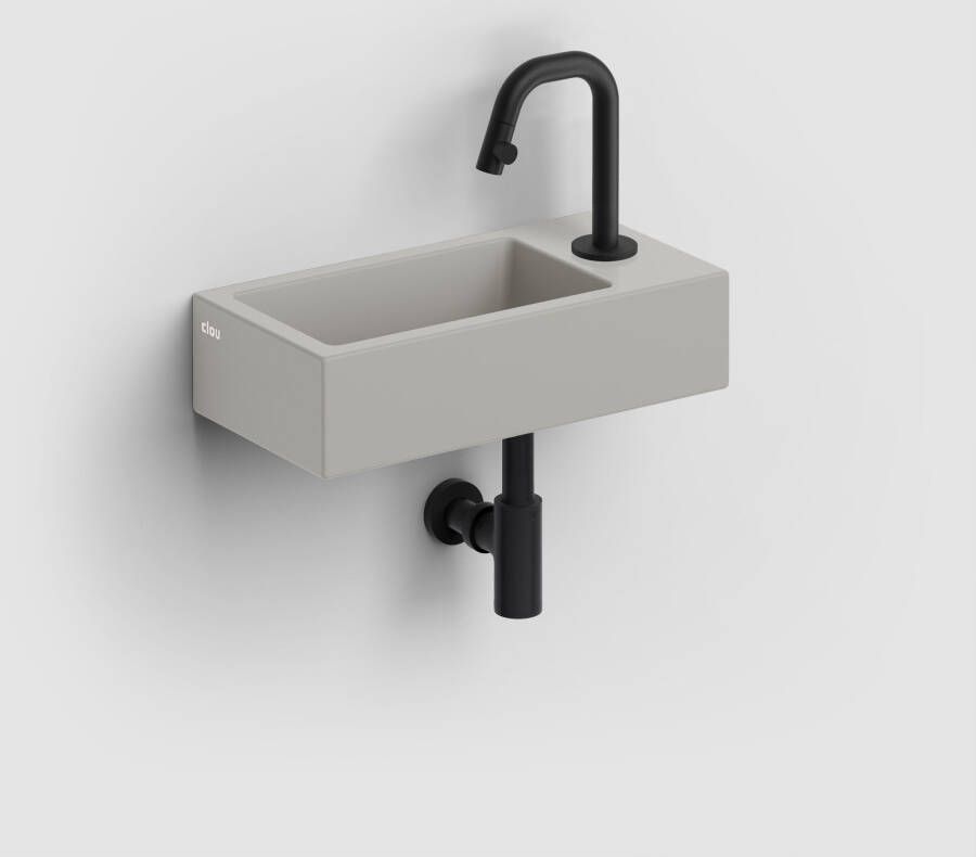 Clou Flush 3 fontein 36x18cm met kraangat rechts mat grijs keramiek CL 03.32030