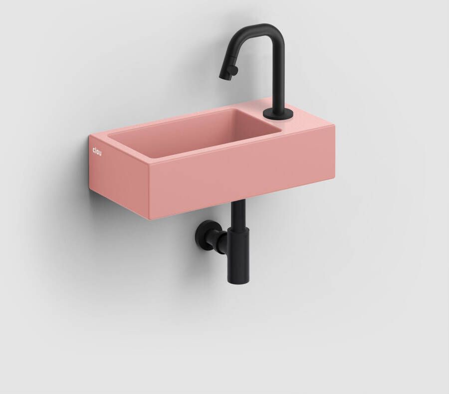Clou Flush 3 fontein 36x18cm met kraangat rechts mat roze keramiek CL 03.40030