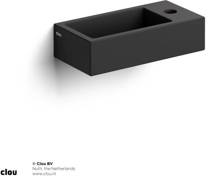 Clou Fontein Flush 3 Rechthoek 36x18x9cm Keramiek Mat Zwart 1 Kraangat Rechts - Foto 2