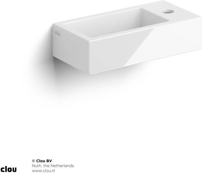 Clou Fontein Flush 3 Rechthoek 36x18x9cm Keramiek Wit 1 Kraangat Rechts