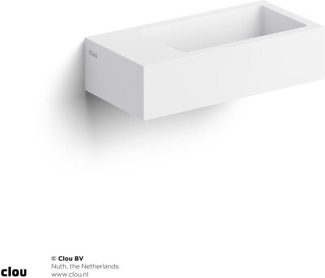 Clou Fontein Flush 3 Rechthoek 36x18x9cm Aluite Wit 1 Voorbewerkte Kraangat Links - Foto 3