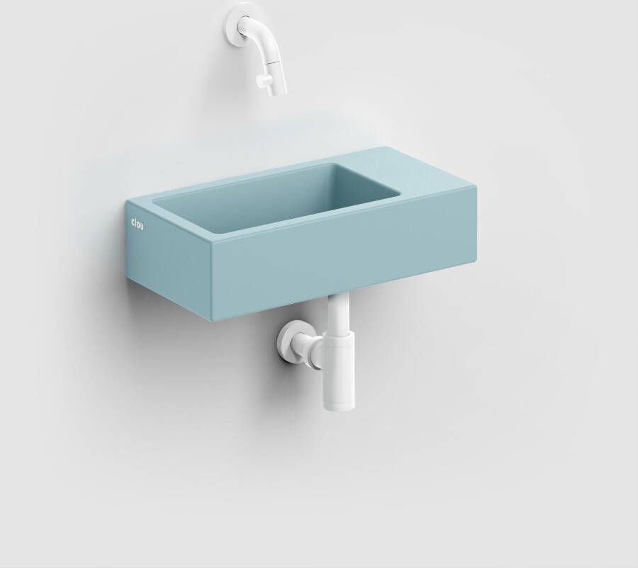 Clou Flush 3 fontein 36x18cm zonder kraangat rechts mat blauw ker. CL 03.38031