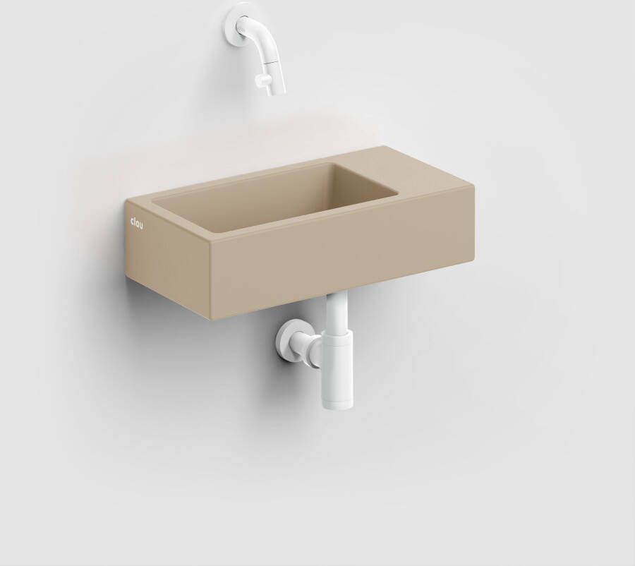 Clou Flush 3 fontein 36x18cm zonder kraangat rechts mat mosterd ker CL 03.34031