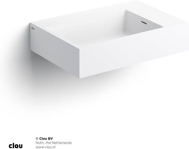 Clou Wastafel Flush Rechthoek 60x42x14.5cm Aluite Mat Wit 5 Voorbewerkte Kraangaten Overloop - Foto 2