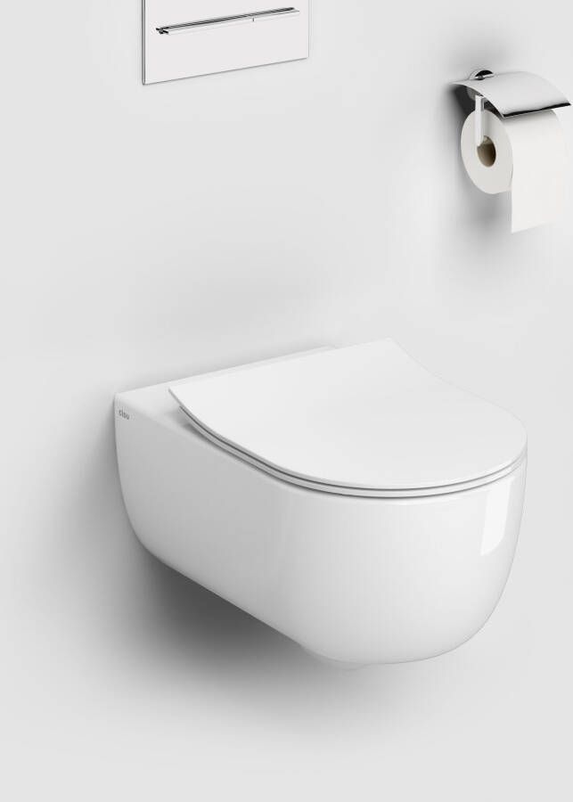 Clou Toiletpot Hangend Hammock 56x37.2x36.8cm Wandcloset Keramiek Diepspoel Glans Wit met Dunne Softclose Toiletbril