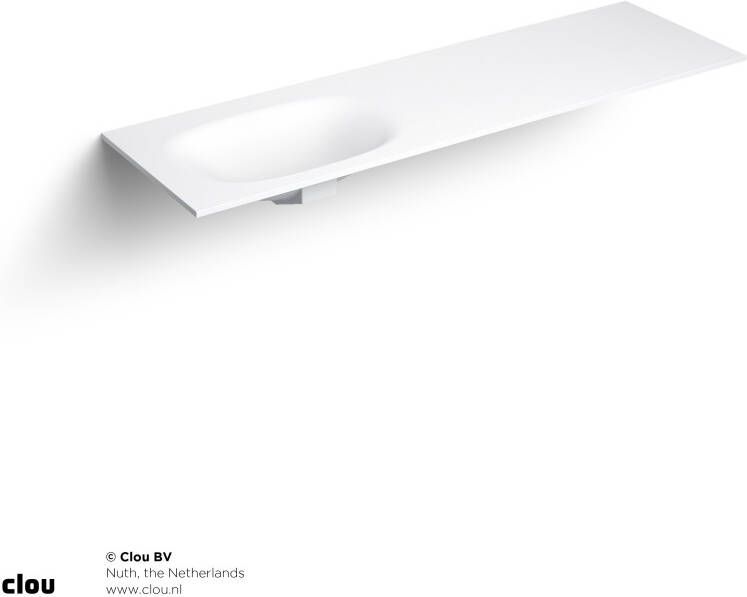 Clou Hammock wastafelblad 160x50.3cm enkele waskom uiterst links Aluite Wit mat CL 02.13073.18.L - Foto 3
