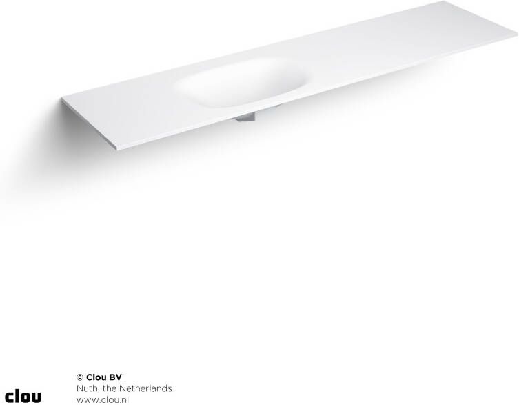 Clou Hammock wastafelblad 190x50.3cm enkele waskom links Aluite Wit mat CL 02.13073.36.L
