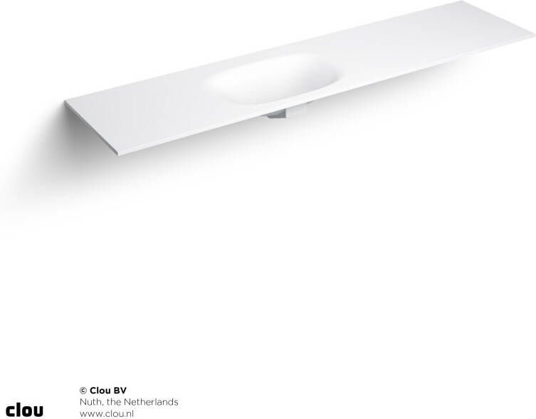 Clou Hammock wastafelblad 190x50.3cm enkele waskom links Aluite Wit mat CL 02.13073.34.L