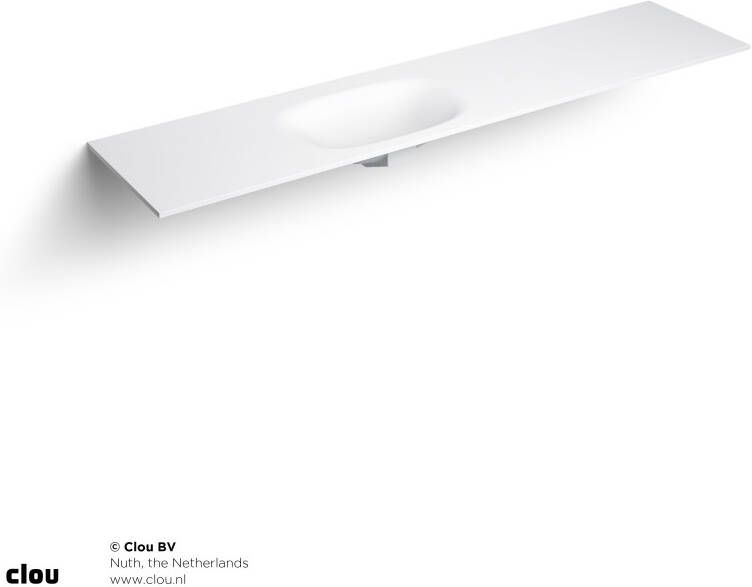 Clou Hammock wastafelblad 200x50.3cm enkele waskom links Aluite Wit mat CL 02.13073.38.L