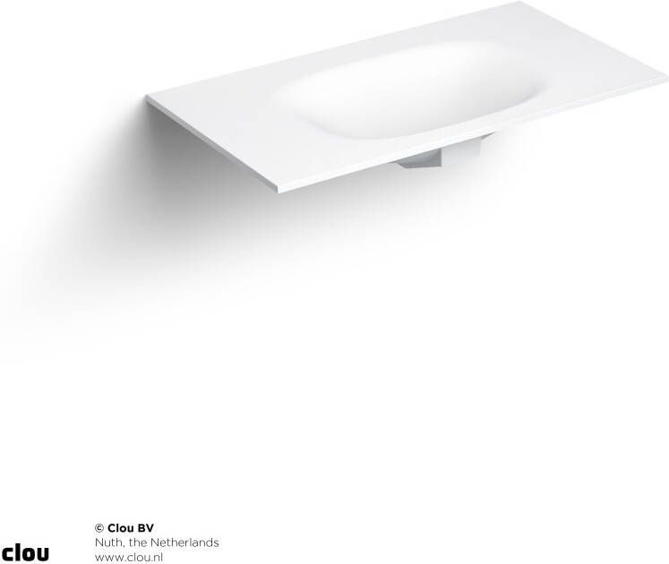 Clou Hammock wastafelblad 90x50.3cm enkele waskom midden Aluite Wit mat CL 02.13072.02 - Foto 2