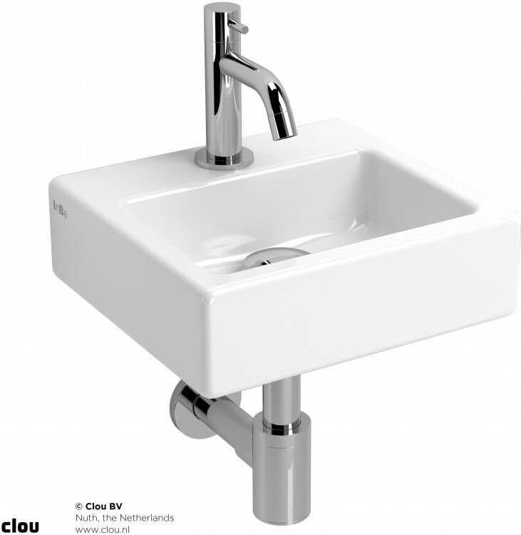 Clou InBe fonteinset 29x27cm nr1 inclusief kraan midden plug en sifon keramiek Wit IB 03.03099 - Foto 2