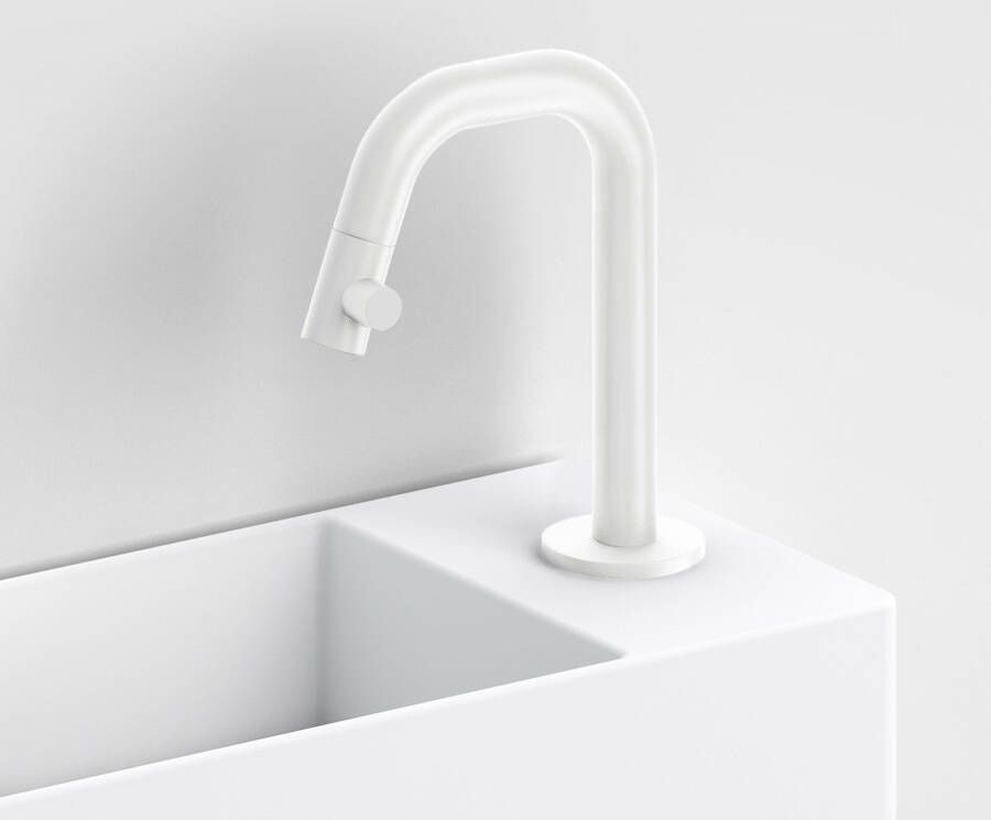 Clou Kaldur fonteinkraan 2x15.9cm korte uitloop rechts Wit mat CL 06.05.004.20.R - Foto 2