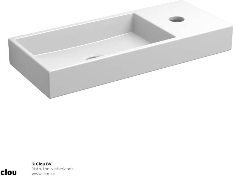 Clou Fontein Mini Wash Me 45x19x6cm Keramiek Glans Wit (Met Kraangat Rechts) - Foto 2