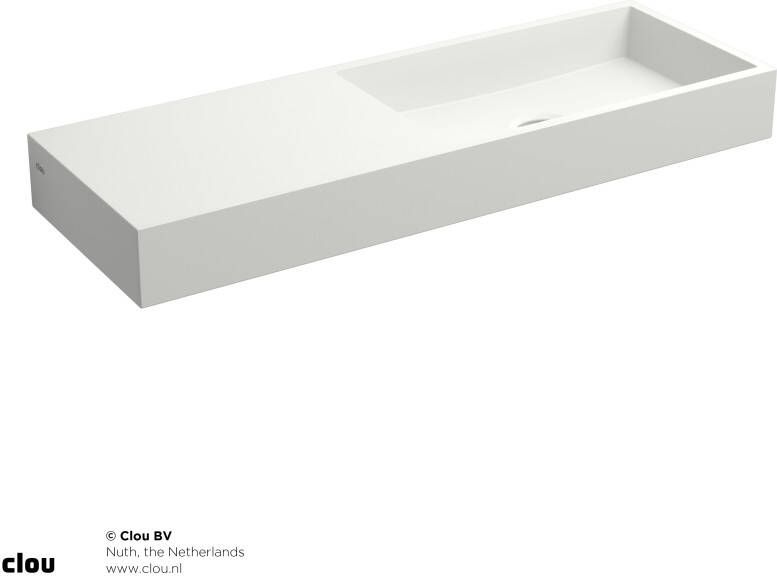 Clou Fontein Mini Wash Me Rechthoek 56x19x6cm Aluite Wit 1 Voorbewerkte Kraangat Links
