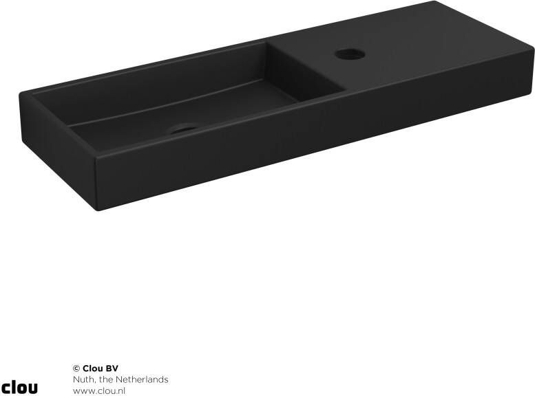 Clou Fontein Mini Wash Me Rechthoek 56x19x6cm Keramiek Mat Zwart 1 Kraangat Rechts - Foto 2