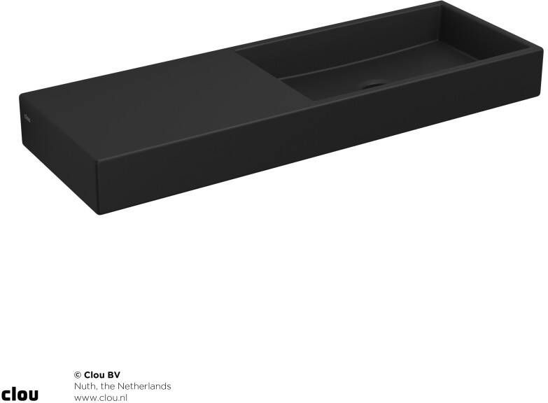 Clou Mini Wash Me fontein 56x19cm zonder kraangat links Keramiek Zwart mat CL 03.12239