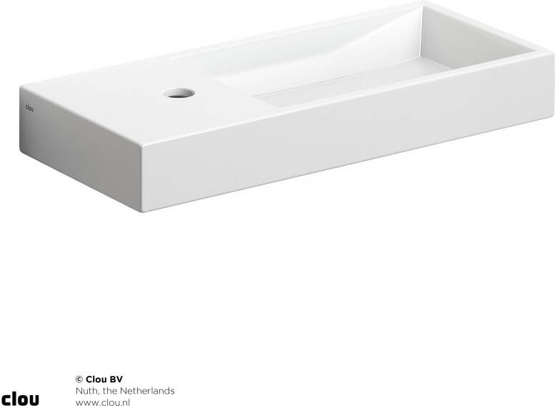 Clou Fontein Mini Wash Me Plus 56x24x7.5cm Keramiek Glans Wit (Met Kraangat Links) - Foto 3