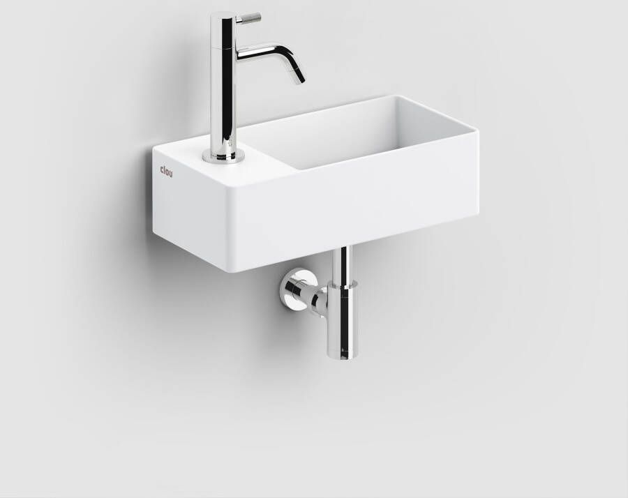 Clou New Flush 3 fontein 35x18cm inclusief afvoerplug voorbewerking voor kraangat links Wit mat CL 03.13432 - Foto 2