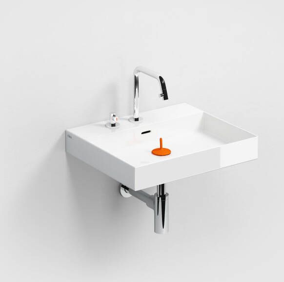 Clou New Wash Me wastafel met 3 voorbewerkte kraangaten glanzend wit keramiek 50x42x8 cm (bxdxh)