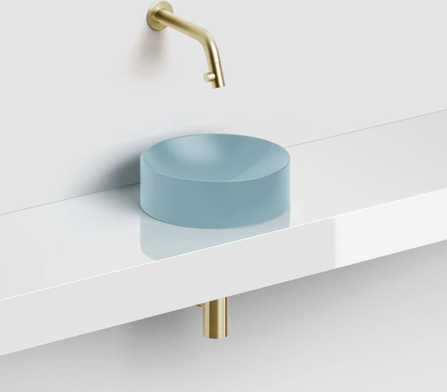 Clou Vale fontein 22cm Keramiek rond zonder kranenbank mat blauw CL 03.38164