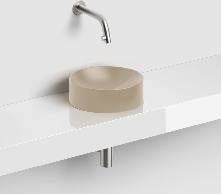 Clou Vale fontein 22cm Keramiek rond zonder kranenbank mat mosterd CL 03.34164