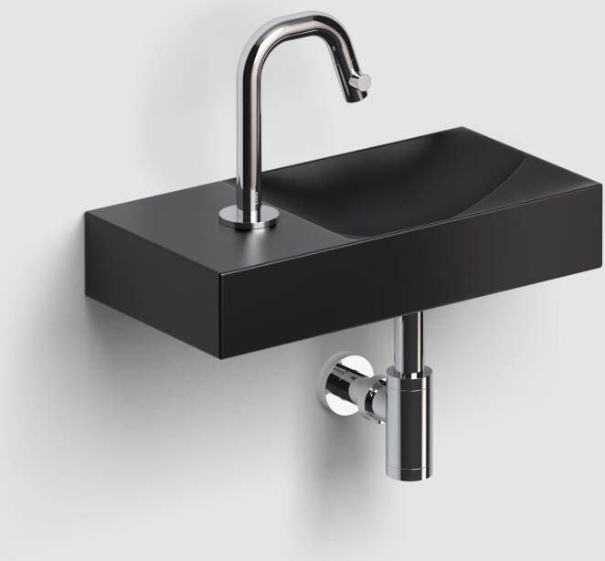 Clou Vale fontein 38 cm met kraangat links mat zwart keramiek