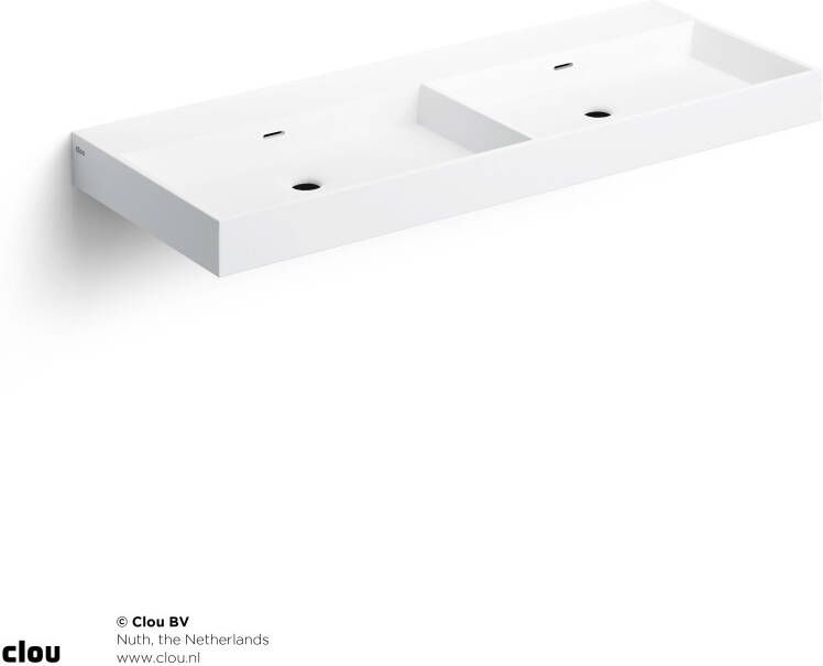 Clou Wash Me dubbele wastafel 110cm zonder plug aluite