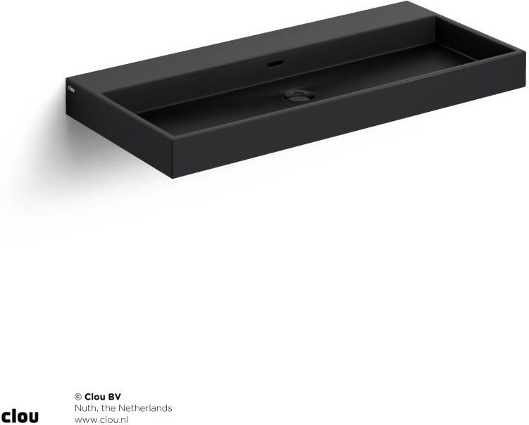 Clou Wash Me wastafel 90cm zonder plug mat zwart keramiek