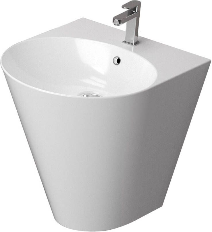 Creavit Aloni keramische wastafel met kraangat glans wit