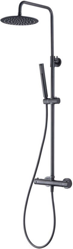 Creavit Aloni Optima Rondo thermostatische douchekolom gunmetal grijs