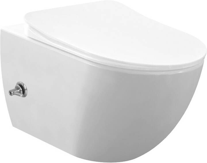 Creavit Freedom rimfree hangtoilet met bidet en geïntegreerde kraan wit