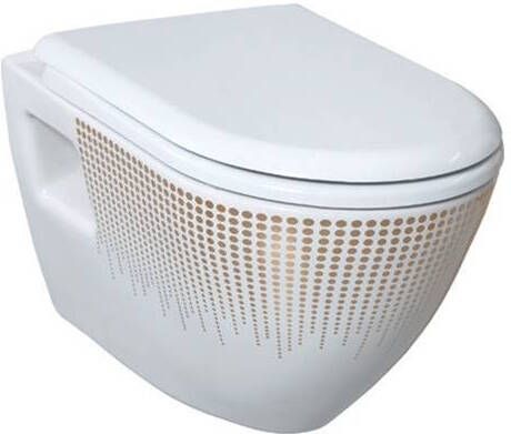Creavit Napels softclose hangtoilet zonder RVS bidet glans wit goud