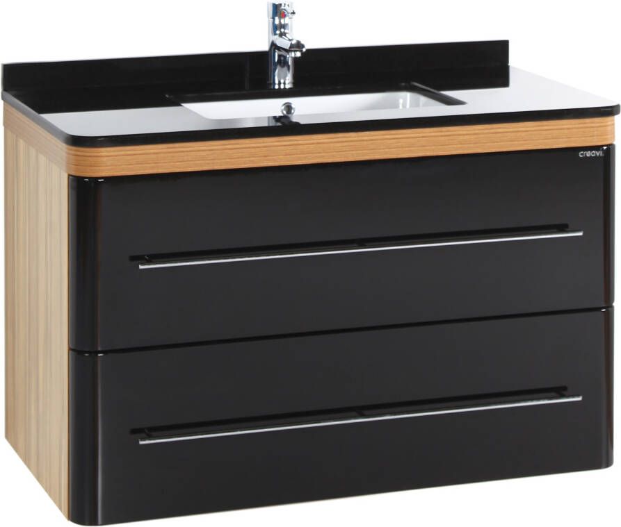 Creavit Piano 100 badkamermeubel 100x85 zwart en bruin